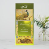 結婚式 ラブ ペアのくじゃく オーダーメイド 茶色 白 黄色 招待状 (スタンド正面)