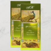 結婚式 ラブ ペアのくじゃく オーダーメイド 茶色 白 黄色 招待状 (正面/裏面)