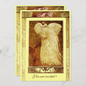 結婚式 ラブ ペコー カスタムマーク ブラウン イエロー 招待状 (正面/裏面)