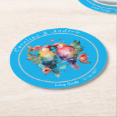 結婚式/リハーサルのコースターが鳥を愛する ラウンドペーパーコースター (アングル)