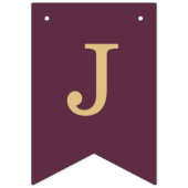 結婚式 ワインレッド ゴールド 花嫁 花婿 名前 シンプル バンティングフラッグ (第1の旗)