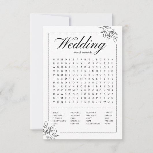 結婚式 ワードサーチ ブライダルシャワー ゲーム カード (正面)