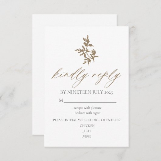 結婚式 付箋カード RSVP 返信お願いします オリーブ 招待状 (正面/裏面)