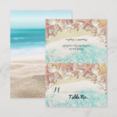 結婚式 会場 テーブル番号 夏 海 ビーチ タツナミガイ サンキューカード (正面/裏面)