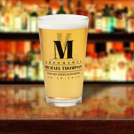 結婚式 伴郎 現代のイニシャル シンプル タンブラーグラス