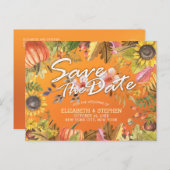 結婚式 保存日付 メープル 秋の落ち葉 かぼちゃ 案内ポストカード (正面/裏面)