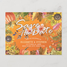 結婚式 保存日付 メープル 秋の落ち葉 かぼちゃ 案内ポストカード