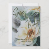 結婚式 保存日 水彩ローズ サージュグリーン 招待状 (正面)