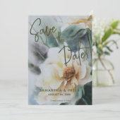 結婚式 保存日 水彩ローズ サージュグリーン 招待状 (スタンド正面)