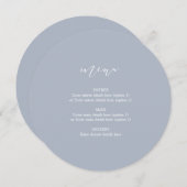 結婚式 円形 プレート メニュー 青 エレガント カリグラフィー (正面/裏面)