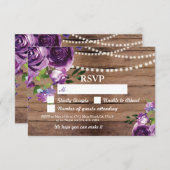 結婚式 出席案内 ウッドカード 紫の花 招待状 (正面/裏面)