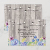 結婚式 出席案内 木製 花柄 カード 招待状 (正面/裏面)