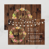 結婚式 出席確認 ウェディング 木製 花柄 ティキ カード 招待状 (正面/裏面)