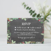 結婚式 出席確認 冬のホリデー ハートのカード 招待状 (スタンド正面)