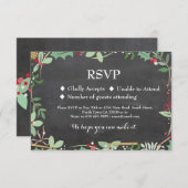 結婚式 出席確認 冬のホリデー ハートのカード 招待状 (正面/裏面)