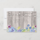 結婚式 出席確認 木製 花柄 カード 招待状 (裏面)