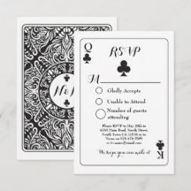 結婚式 出席 はがき 遊戯札 K Q エース クラブ