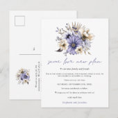 結婚式 同じ愛 新しい計画 日付 紫の花 案内ポストカード (正面/裏面)