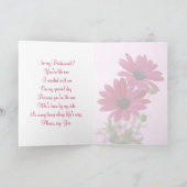 結婚式。姉妹。花嫁の友達へのカード。デイジーの花。 招待状 (内部)