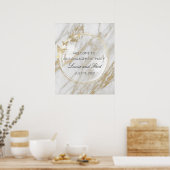 結婚式 婚約 ゴールドフレームへようこそ ポスター (キッチン)