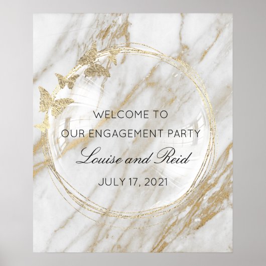 結婚式 婚約 ゴールドフレームへようこそ ポスター (正面)