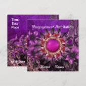 結婚式 婚約 招待状 紫の花 (正面/裏面)
