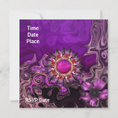 結婚式 婚約 招待 紫の花 招待状 (裏面)