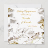 結婚式 婚約 結婚記念日 白 セピア 招待状 (正面)