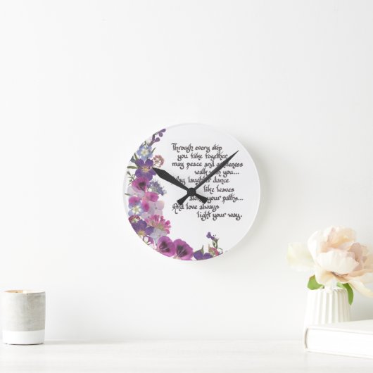 結婚式、婚約、記念日のギフト ラウンド壁時計 (ホーム)