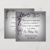 結婚式 宣誓交換 - グレー パープル枠 招待状 (正面/裏面)