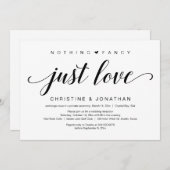 結婚式 密婚、エレガントなブラックスクリプト 招待状 (正面/裏面)