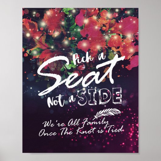 結婚式 席を選べ サイドではない フラワー ストリング ライト ポスター (正面)