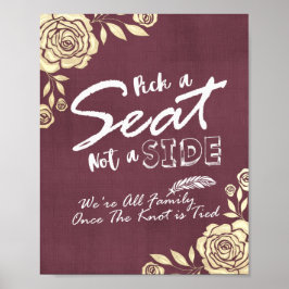 結婚式 席を選べ サイドではない 現代的なゴールドローズ ポスター