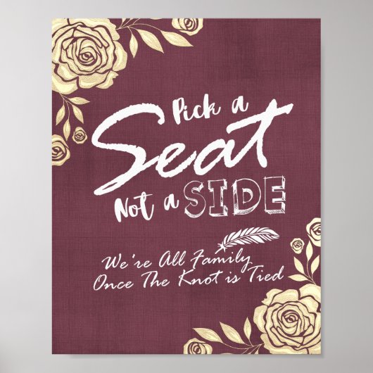 結婚式 席を選べ サイドではない 現代的なゴールドローズ ポスター (正面)