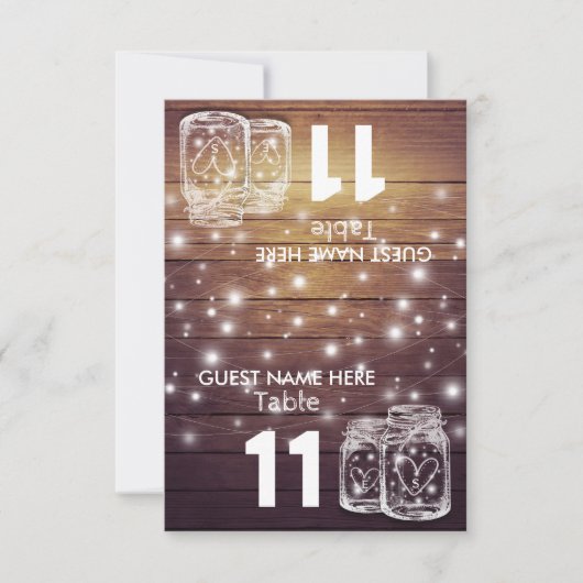 結婚式 席割り テーブル番号 メイソンジャー ライト 招待状 (正面)