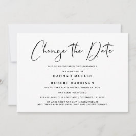結婚式 延期のお知らせ 黒白 案内状