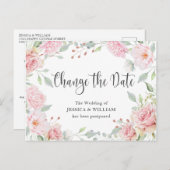 結婚式 延期 エレガントな ブッシュ ローズ ポストカード (正面/裏面)