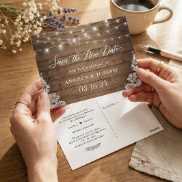 結婚式 延期 新しい日程 ラスティック ツインクル ライト ポストカード