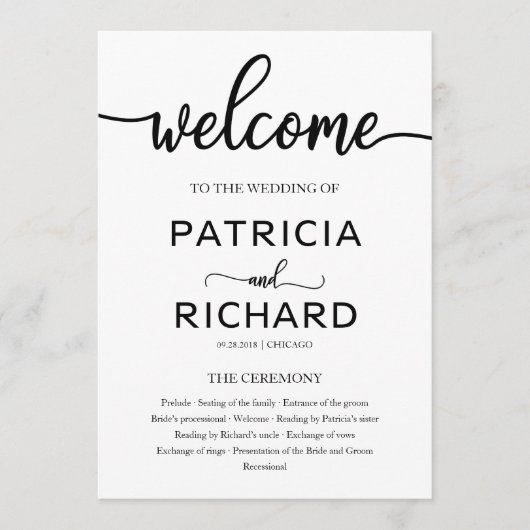 結婚式 式次第 プログラム おしゃれ (正面)