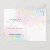 結婚式 愛は忍耐強い 保存 新しい日付 ティール ピンク 案内ポストカード (裏面)