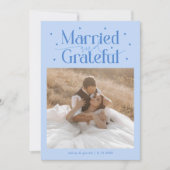 結婚式＆感謝のウェディングフォト アイスブルー サンキューカード (正面)