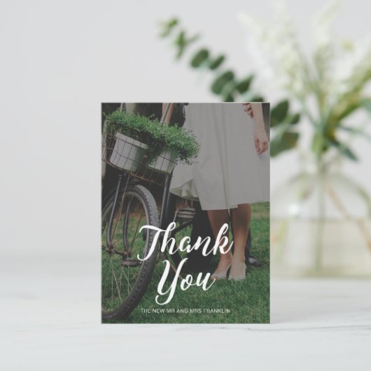 結婚式 感謝の写真 タイポグラフィ付き ポストカード (スタンド正面)