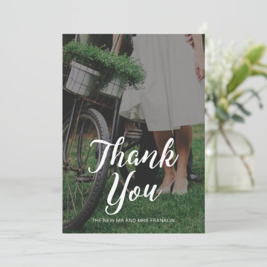 結婚式 感謝の写真 タイポグラフィ付き 招待状 (スタンド正面)