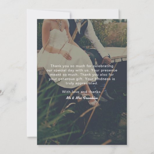 結婚式 感謝の写真 タイポグラフィ付き 招待状 (裏面)