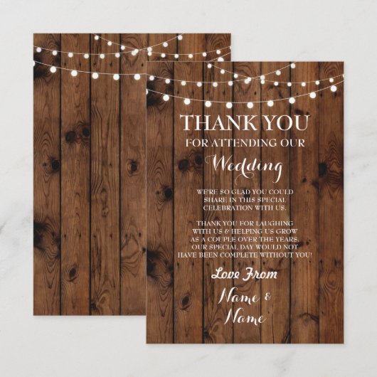 結婚式 感謝カード 婚約 木 ライト (正面/裏面)