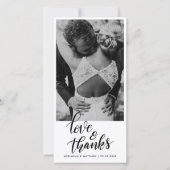 結婚式 手書き ラブ アンド サンクス | カップル フォト サンキューカード (正面)