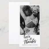 結婚式 手書き 愛と感謝 | カップル写真 サンキューカード (正面/裏面)