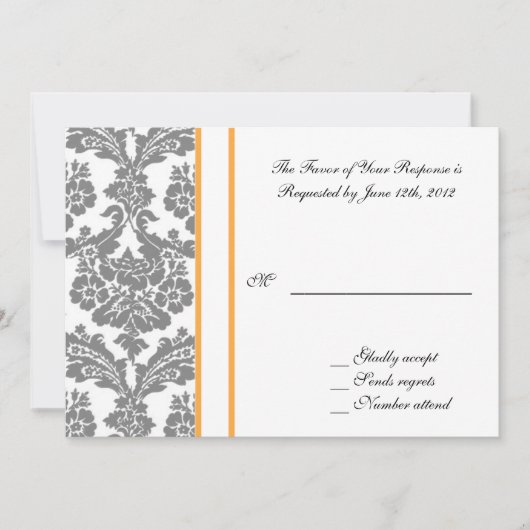 結婚式 承諾カード, 黒のダマスク 招待状 (正面)