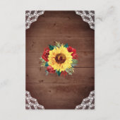 結婚式 披露宴 ひまわり 赤いバラ ランタン エンクロージャーカード (裏面)