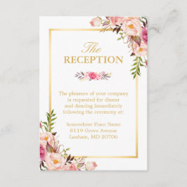 結婚式 披露宴 エレガント シック フラワー ゴールド フレーム エンクロージャーカード